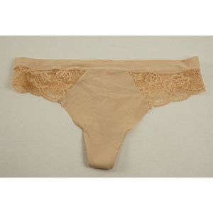NWOT blake & co. Women's Size M Tan Jersey Nylon Floral Lace Trim Thong Panties